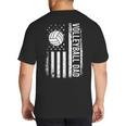 Vintage Volleyball Dad USA Flag Retro Fathers Day Daddy Papa Big And Tall Men's T-Shirt Back Print