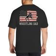 Wrestling Dad US Flag Fathers Day Retro Wrestling Fans Big And Tall Men's T-Shirt Back Print
