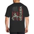 Wrestling US Flag Dad Wrestler Patriotic 4th Of July Big And Tall Men's T-Shirt Back Print