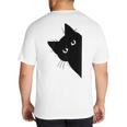 Curious Cat Peeking Sneaky Cat Cat Mom Cat Dad Big And Tall Men's T-Shirt Back Print Curious Cat Peeking Sneaky Cat Cat Mom Cat Dad Big And Tall Men's T-Shirt Back Print