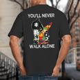 Autism Dad Support Alone Puzzle You'Ll Never Walk Big And Tall Men's T-Shirt Back Print