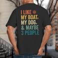 I Like My Boat Dog And Maybe 3 People Retro Sailor Dad Big And Tall Men's T-Shirt Back Print