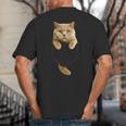 British Shorthair Cat Pocket Cat Mom Cat Dad Cat Lover Big And Tall Men's T-Shirt Back Print