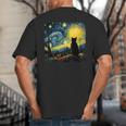 Cat Starry Night Van Gogh Cat For Cat Lover Cat Mom Cat Dad Big And Tall Men's T-Shirt Back Print