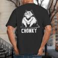 Chonk Fat And Hairy Cat Cats Kittens Dad Graphic Mom Funny Big And Tall Men's T-Shirt Back Print