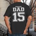 Custom Proud Volleyball Dad Number 15 Personalized For Men Big And Tall Men's T-Shirt Back Print