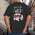 Dad Of The Wild One Shirt Bear Lumberjack 1st Birthday Tee Big And Tall Men's T-Shirt Back Print