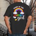 Daddy Of The Birthday Girl Rainbow B-Day Matching Family Big And Tall Men's T-Shirt Back Print