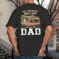 My Favorite Soccer Player Calls Me Dad US Flag Fathers Day Big And Tall Men's T-Shirt Back Print