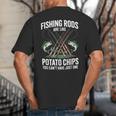 Fishing Rods Are Like Potato Chips Dad Fisherman Big And Tall Men's T-Shirt Back Print Fishing Rods Are Like Potato Chips Dad Fisherman Big And Tall Men's T-Shirt Back Print