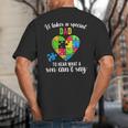 Fun Heart Puzzle Shirts Dad Autism Awareness Family Support Big And Tall Men's T-Shirt Back Print