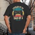 I Leveled Up To Dad Of 2 2026 Promoted To Dad Of Two Kids Big And Tall Men's T-Shirt Back Print