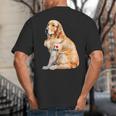 I Love Dad Patriotic Golden Retriever Canine Dog Lover Big And Tall Men's T-Shirt Back Print