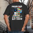 Proud Dad Of The Toughest Boy Autism Awareness Father Autism Big And Tall Men's T-Shirt Back Print