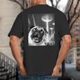 Pug Alien UFO Taking a Selfie Dog Mom Dad Big And Tall Men's T-Shirt Back Print Pug Alien UFO Taking a Selfie Dog Mom Dad Big And Tall Men's T-Shirt Back Print