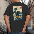 Pug Japanese Kanagawa Wave Surfing Japan Mom Dad Kids Big And Tall Men's T-Shirt Back Print