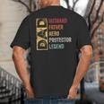 Retro Husband Father Hero Protector Legend Father Day Dad Big And Tall Men's T-Shirt Back Print