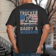 Semi Truck Driver Trucker Daddy Husband US American Flag Big And Tall Men's T-Shirt Back Print