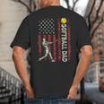 Softball Dad US Flag For Dad Men Patriotic Fathers Day Big And Tall Men's T-Shirt Back Print