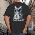 Tabby Daddy Cat Dad Graphic Grey Tabby Cat Lover Big And Tall Men's T-Shirt Back Print