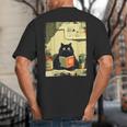 Vintage Japanese Cat Book Lovers Librarian Cat Dad Teacher Big And Tall Men's T-Shirt Back Print