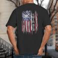 Vintage USA Flag Proud Swimming Dad Swim Swimmer Silhouette Big And Tall Men's T-Shirt Back Print
