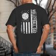 Vintage Volleyball Dad USA Flag Retro Fathers Day Daddy Papa Big And Tall Men's T-Shirt Back Print