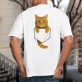 Cute Tabby Cat Pocket Cat Mom Cat Dad Cat Lover Big And Tall Men's T-Shirt Back Print