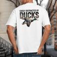 Mallard Duck Hunting Camo Easily Distracted Duck Dad Big And Tall Men's T-Shirt Back Print