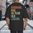 40th Birthday For Men Vintage Dad 1980 Big And Tall Men's T-Shirt Back Print