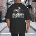 Bald Eagle Dad Mom Three Eaglet Chicks Babies In The Nest Big And Tall Men's T-Shirt Back Print