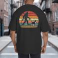 Bigfoot Walking a Dog Bernedoodle Dog Dad Big And Tall Men's T-Shirt Back Print