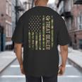 Camo Cat Treat Dealer American Flag US Cat Dad 4th Of July For Men Women Big And Tall Men's T-Shirt Back Print