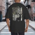 Camo US Flag Deer Elk Buck Camoflage Hunting Hunter Dad Short Sleeve Big And Tall Men's T-Shirt Back Print