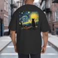Cat Starry Night Van Gogh Cat For Cat Lover Cat Mom Cat Dad Big And Tall Men's T-Shirt Back Print