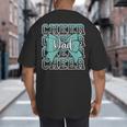 Cheer Dad Daddy Bow Sport Cheerleader Cheerleading Teal Blue Big And Tall Men's T-Shirt Back Print