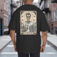 Cheer Dad Tarot Card Skeleton Cheerleading Fathers Day Big And Tall Men's T-Shirt Back Print Cheer Dad Tarot Card Skeleton Cheerleading Fathers Day Big And Tall Men's T-Shirt Back Print