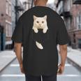 Cute Cat Pocket Cat Mom Cat Dad Cat Lover Big And Tall Men's T-Shirt Back Print