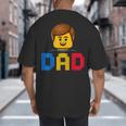 Family Dad Master Builder Building Bricks Blocks Fathers Day Big And Tall Men's T-Shirt Back Print