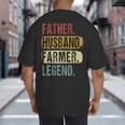 Father Husband Farmer Legend Vintage Dad Father's Day Big And Tall Men's T-Shirt Back Print
