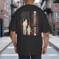 Father's Day Baseball Papa USA Flag Dad Men Baseball Big And Tall Men's T-Shirt Back Print