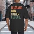 Gamer Husband Dad Video Game Legend Father's Day Big And Tall Men's T-Shirt Back Print