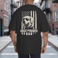 Great Pyrenees Dog Dad American Flag For Father Men Big And Tall Men's T-Shirt Back Print