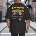 Handyman Hourly Rate Fathers Day Dad Big And Tall Men's T-Shirt Back Print