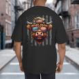 Highland Cow 4th July USA Flag Dad Father America Men Boys Big And Tall Men's T-Shirt Back Print