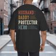 Husband Daddy Protector Hero For Dad Father's Day Big And Tall Men's T-Shirt Back Print