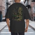 JROTC Dad United States Distressed Camo w US Flag Big And Tall Men's T-Shirt Back Print