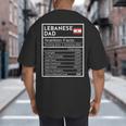 Lebanese Dad Nutrition Facts National Pride For Dad Big And Tall Men's T-Shirt Back Print