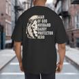 Man Of God Husband Daddy Protector Hero Lion Father's Day Big And Tall Men's T-Shirt Back Print