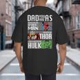 Marvel Father's Day Spider-Man Thor Hulk Dad Attributes Big And Tall Men's T-Shirt Back Print